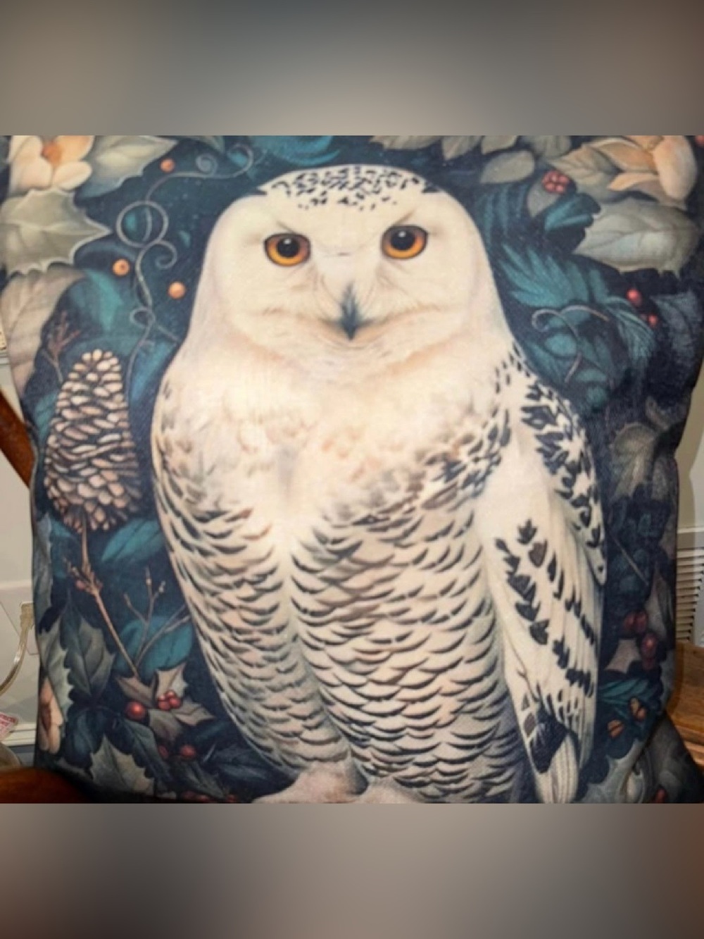 White Snowy Owl Bird Art Throw Pillow - Unknown Brand-18”